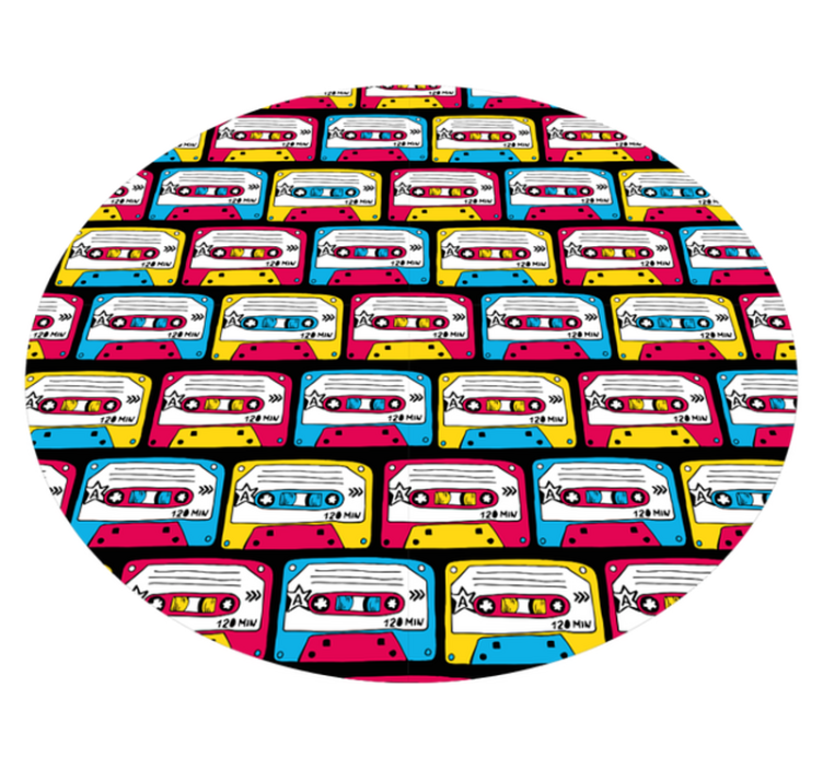 Vintage vinyl rug lively cassette tapes design - TenStickers