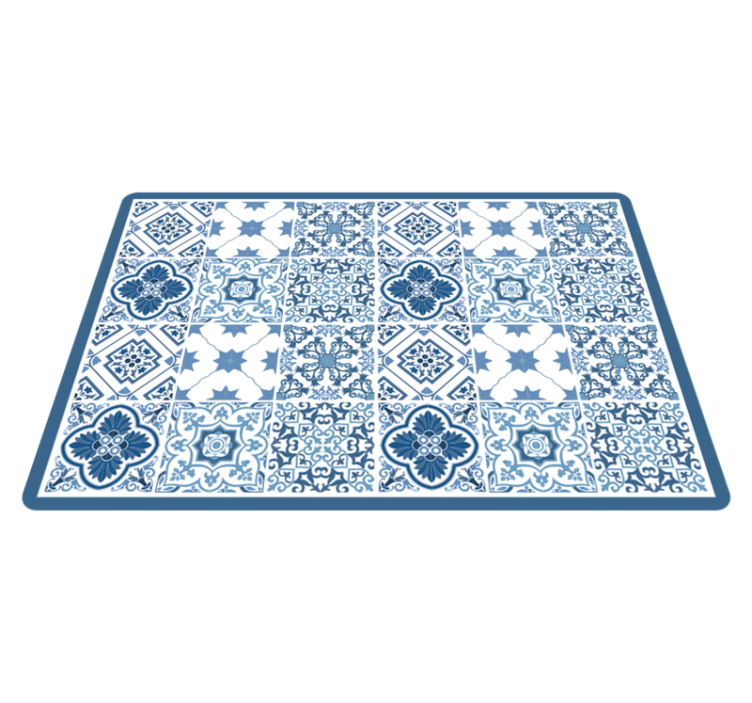 Blue grey floral Portuguese bathroom flooring - TenStickers