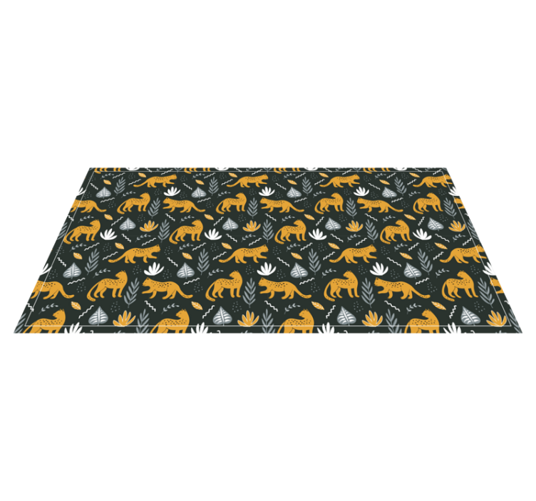 Leopard Pattern Leaves animal vinyl rug - TenStickers