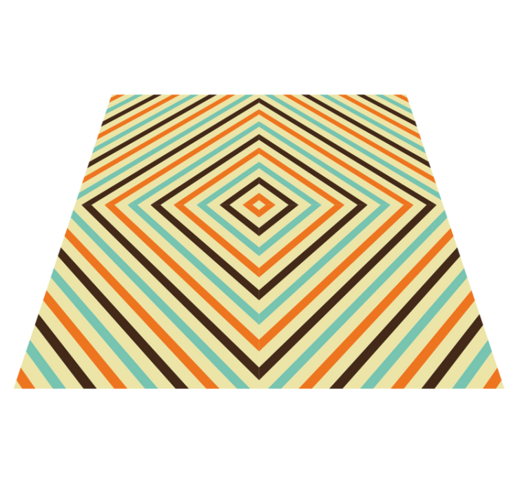 Vintage orange and blue square vinyl rug - TenStickers