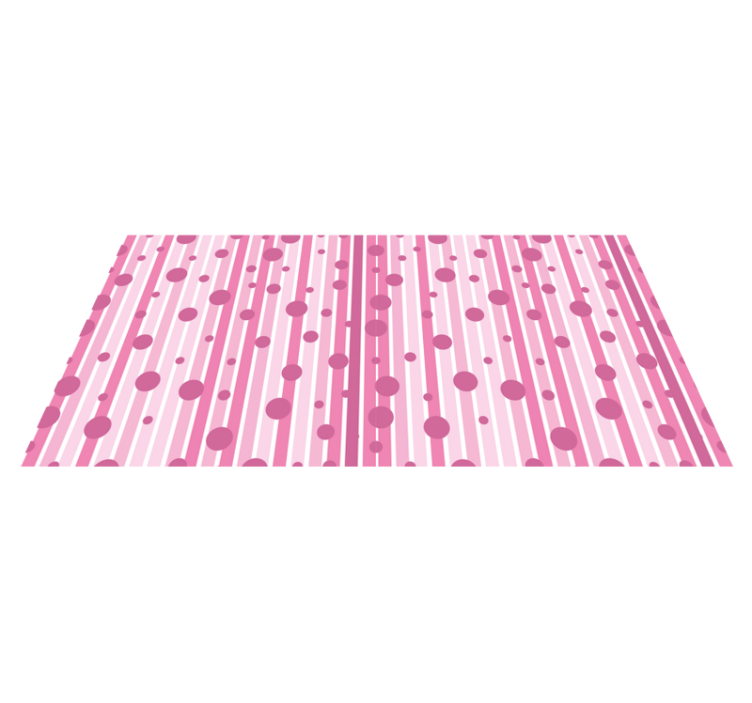 Vertical pink stripes and dots rectangular rug - TenStickers