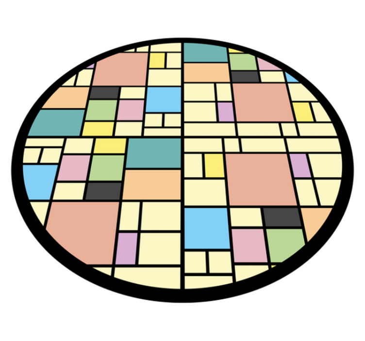 Geometric vinyl rug in colorful block design - TenStickers