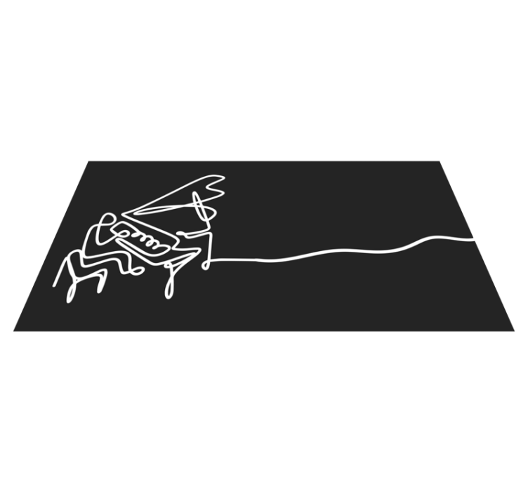 Pianist line art cute design modern rug - TenStickers