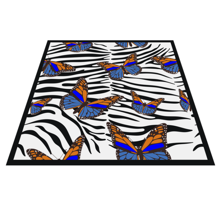 Butterfly Zebra Pattern animal print vinyl rug - TenStickers