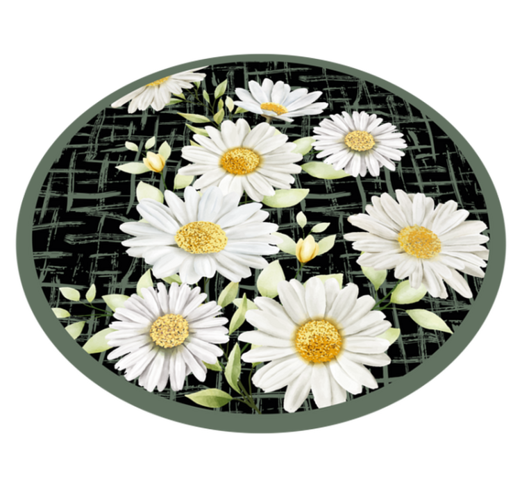 White Daisy Arrangement flower vinyl rug - TenStickers