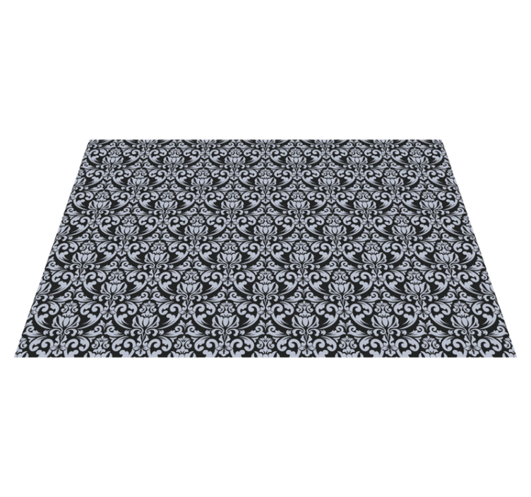 Gray black baroque mosaic pattern tile carpet - TenStickers