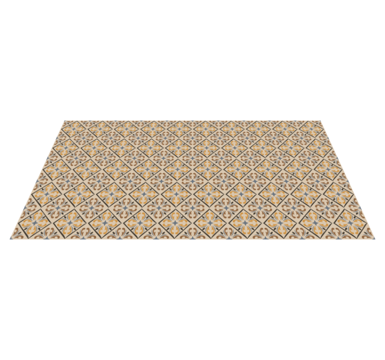 Gold and blue baroque pattern tile carpet - TenStickers