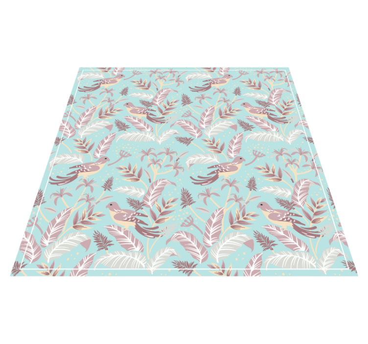 Botanical Avian Motif flower vinyl rug - TenStickers