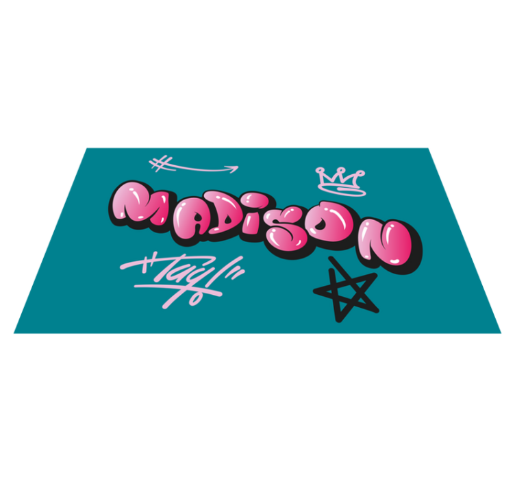Pink cool lettering graffiti personalised mat - TenStickers