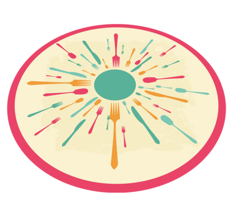 Colorful Cutlery Burst kitchen vinyl rug - TenStickers