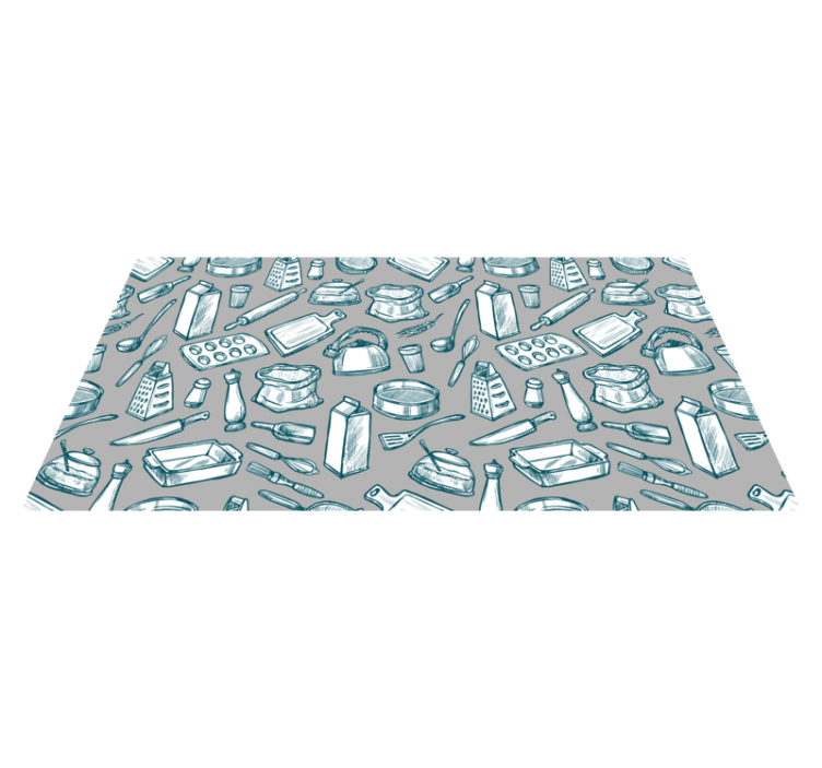 Utensils on gray background kitchen floor tiles - TenStickers
