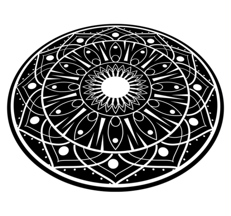 Black and white lines pattern mandala vinyl rug - TenStickers