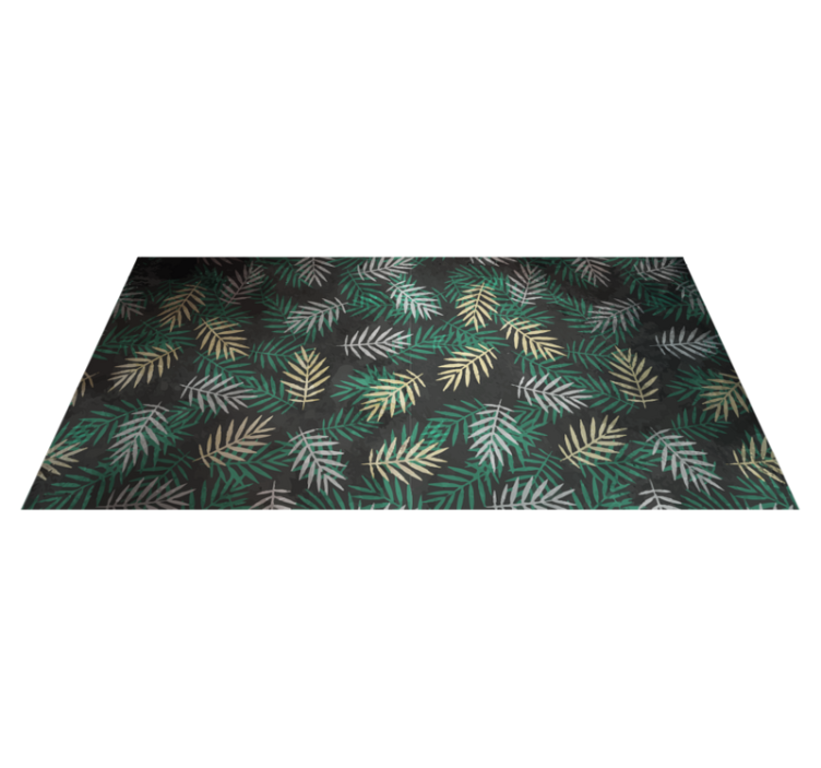 Black, grey and gold palm leaves floral rug - TenStickers