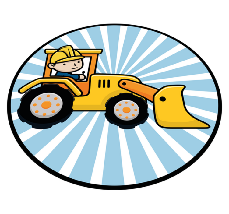 Cartoon excavator working kids vinyl rug - TenStickers