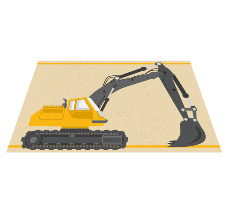 Yellow excavator drawing kids vinyl rug - TenStickers