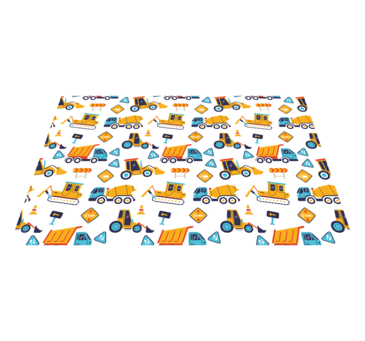 Cartoon construction site kids vinyl rug - TenStickers