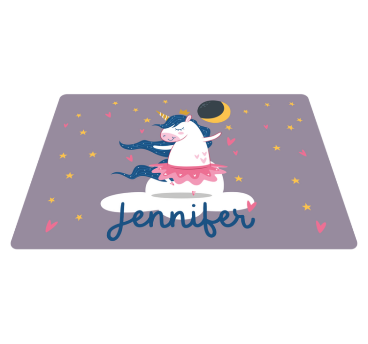 Ballerina unicorn on cloud personalised mat - TenStickers