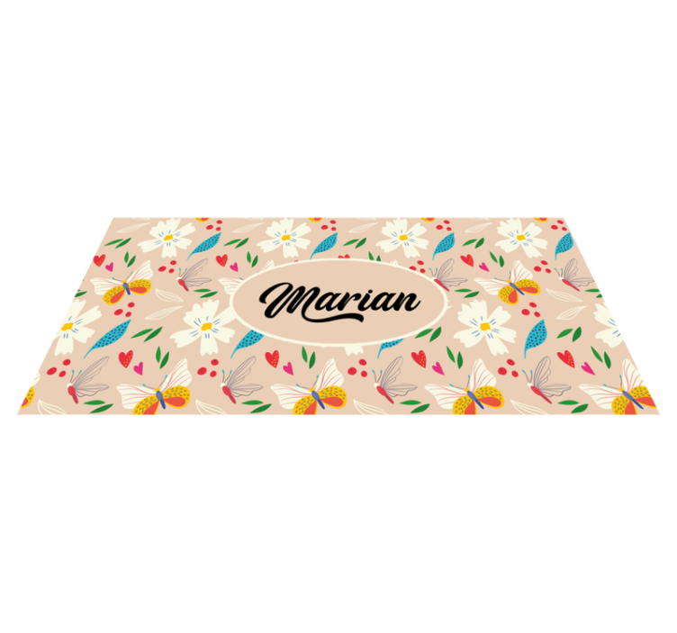 Spring flowers over beige  personalised mat - TenStickers