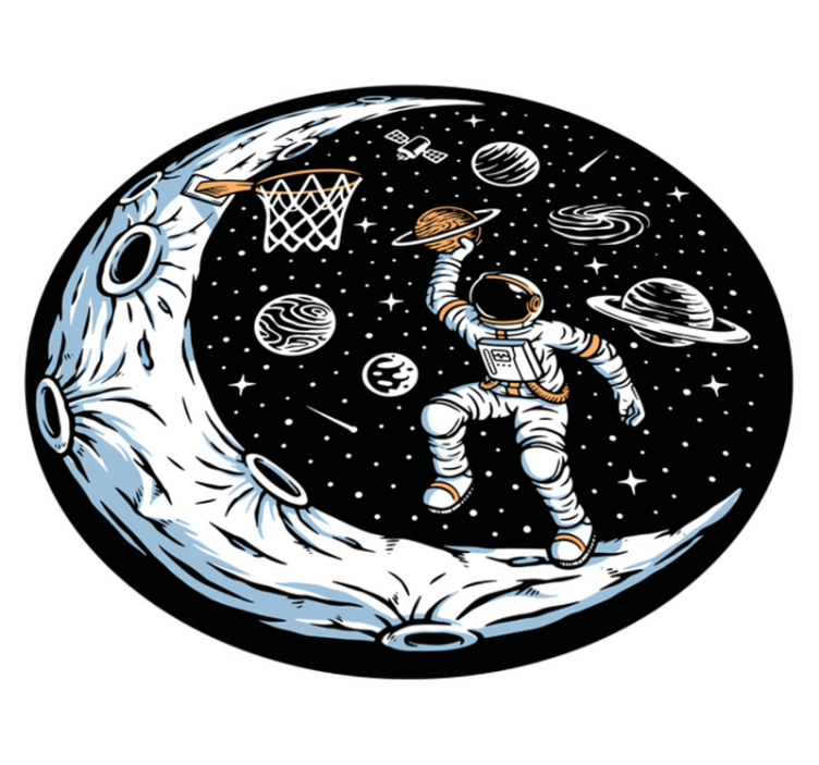Astronaut playing basketball bedroom rug - TenStickers