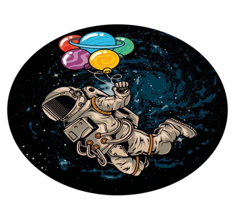 Astronaut with balloons vinyl rug - TenStickers