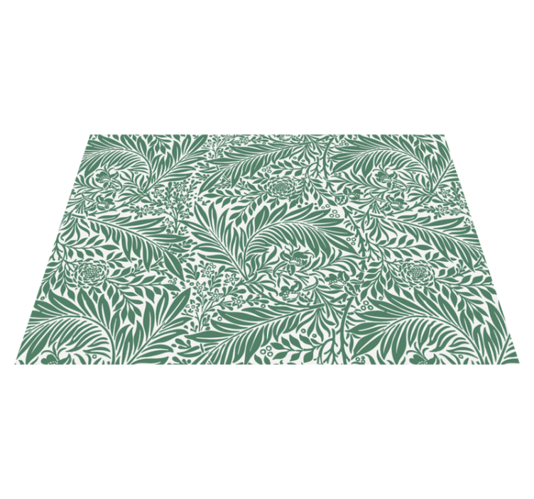 Green Foliage Pattern flower vinyl rug - TenStickers