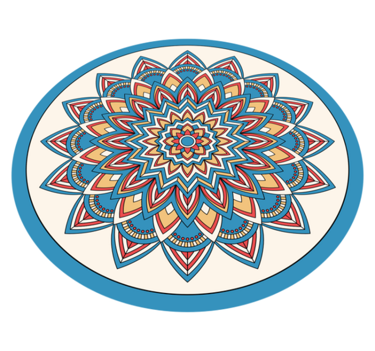 Blue and red flower mandala mandala vinyl rug - TenStickers
