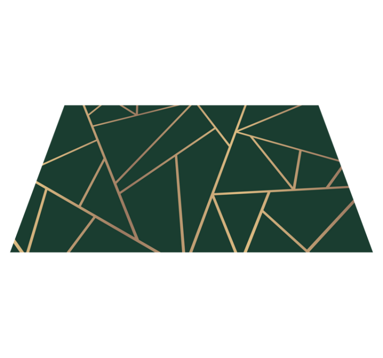 Golden lines bottle green background modern rug - TenStickers