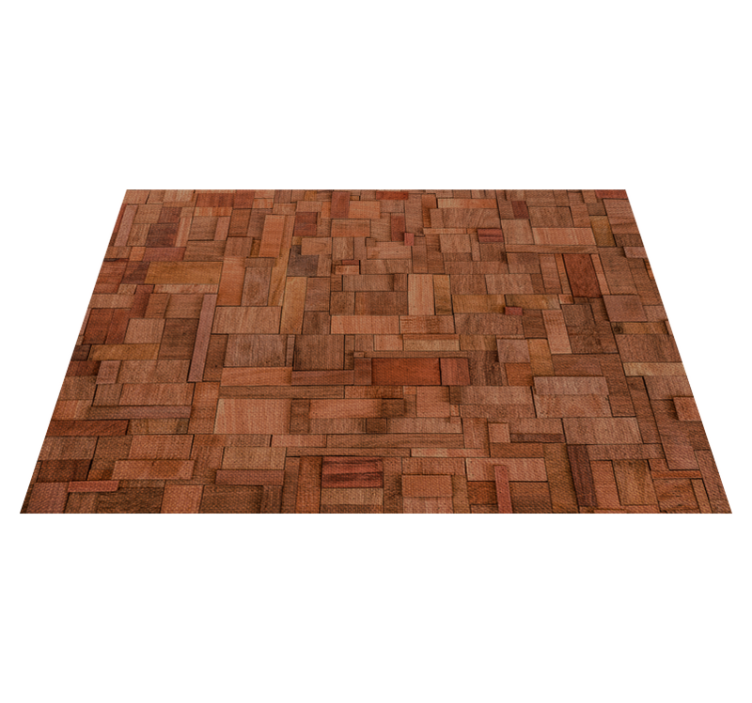 Warm block pattern wood vinyl rug - TenStickers