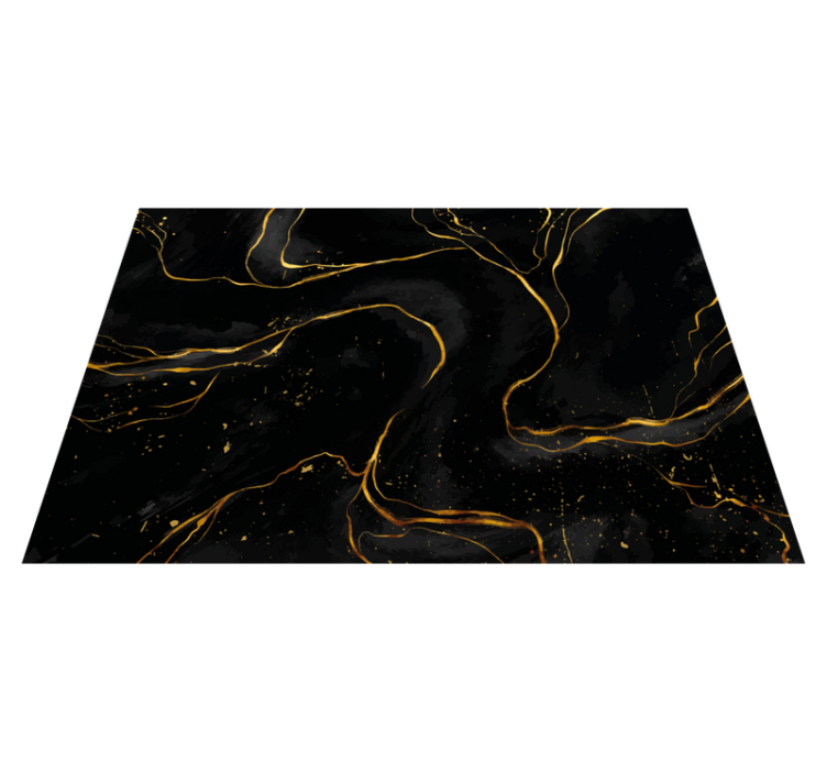 Black and golden marble rectangular rug - TenStickers