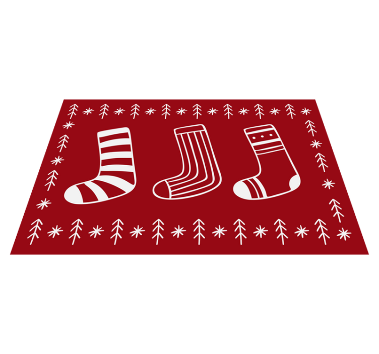 Red fstive socks christmas vinyl rug - TenStickers