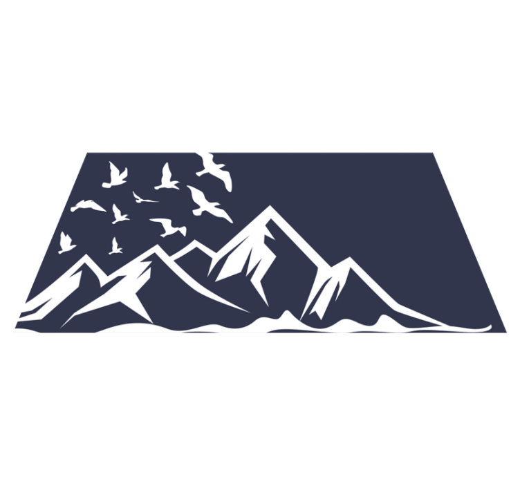 Solid color mountains with birds modern rug - TenStickers
