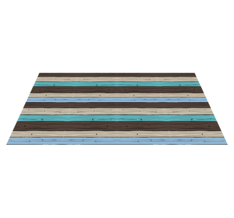 Blue and brown stripes wood vinyl rug - TenStickers