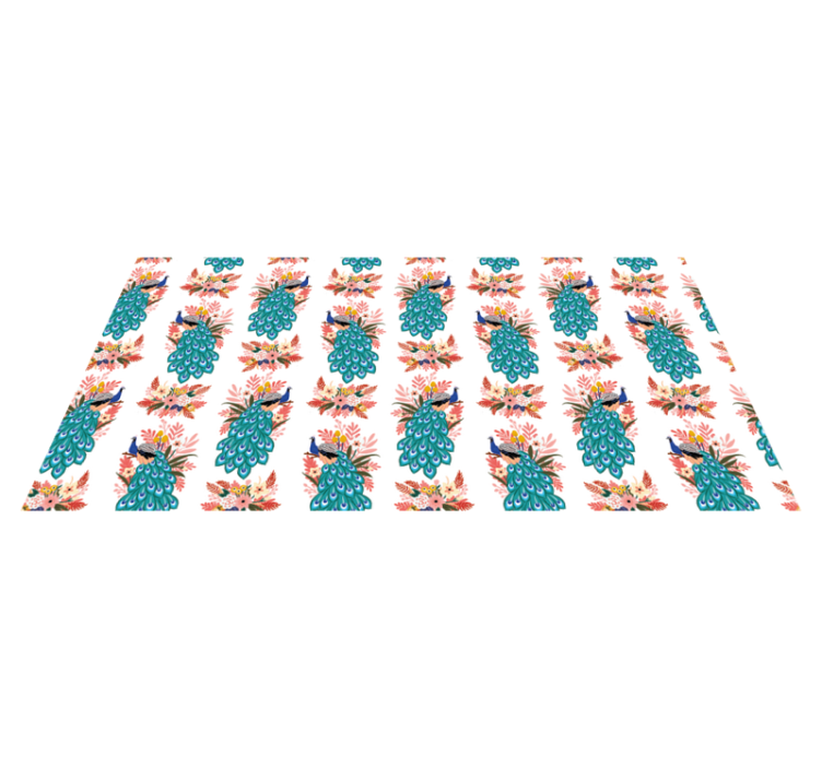 Peacock Floral Pattern flower vinyl rug - TenStickers