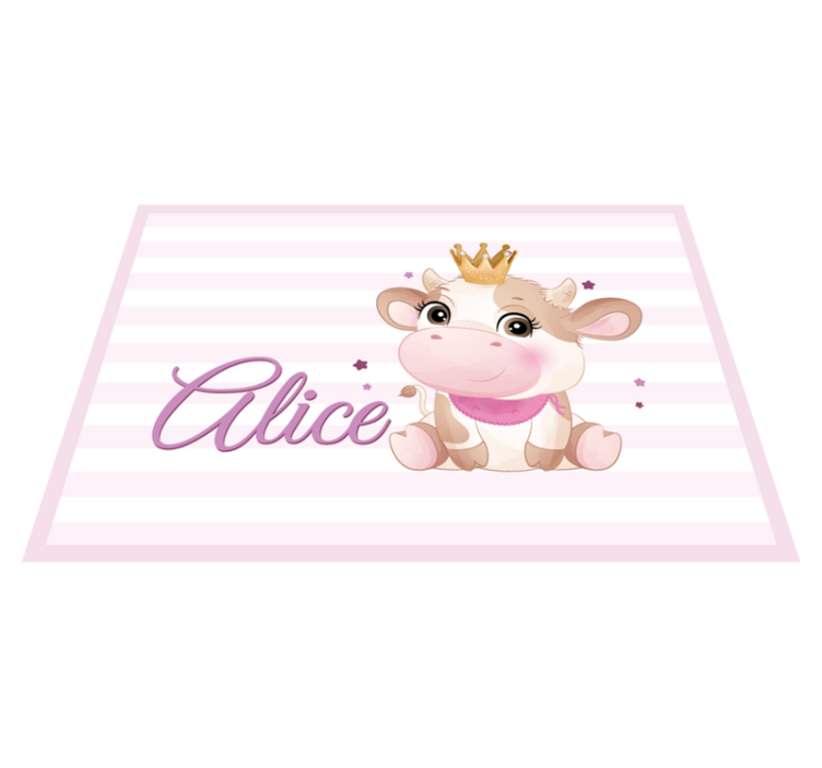 Cute cow for girl with name baby play mat - TenStickers