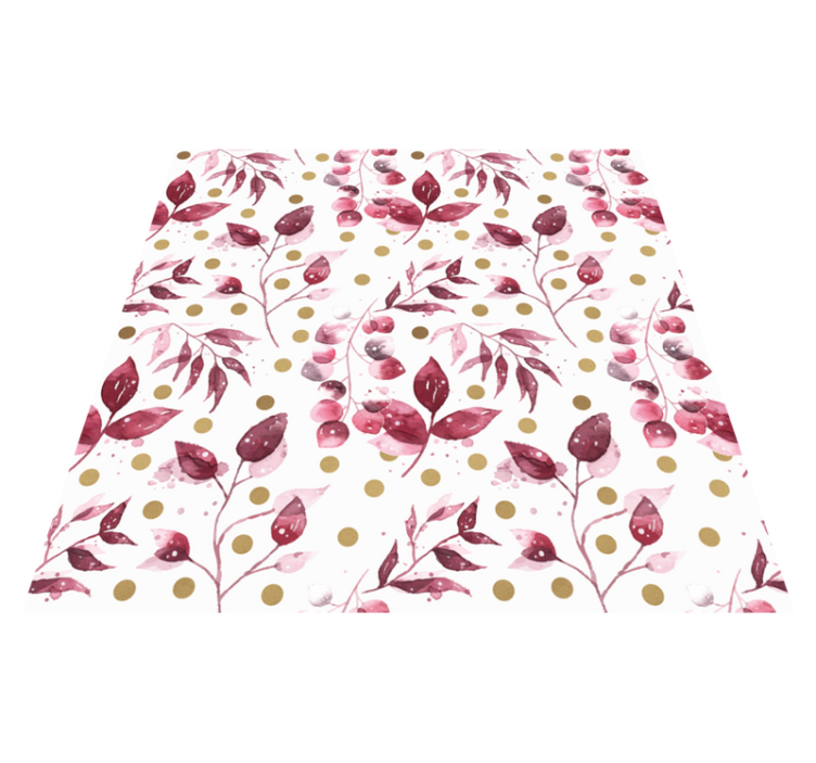 Burgundy leaves with golden dots floral rug - TenStickers