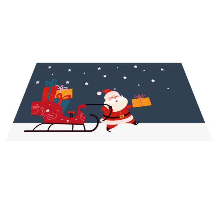 Santa's Cheerful sleigh christmas vinyl rug - TenStickers