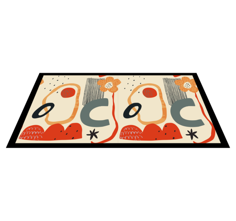 Bold floral elements modern vinyl rug - TenStickers