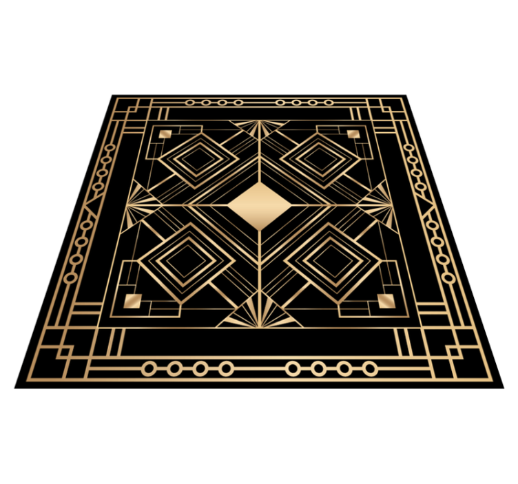 Modern art black and golden deco geometric rugs - TenStickers