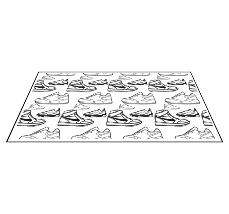 Sneaker Outline Pattern teenager vinyl rug - TenStickers