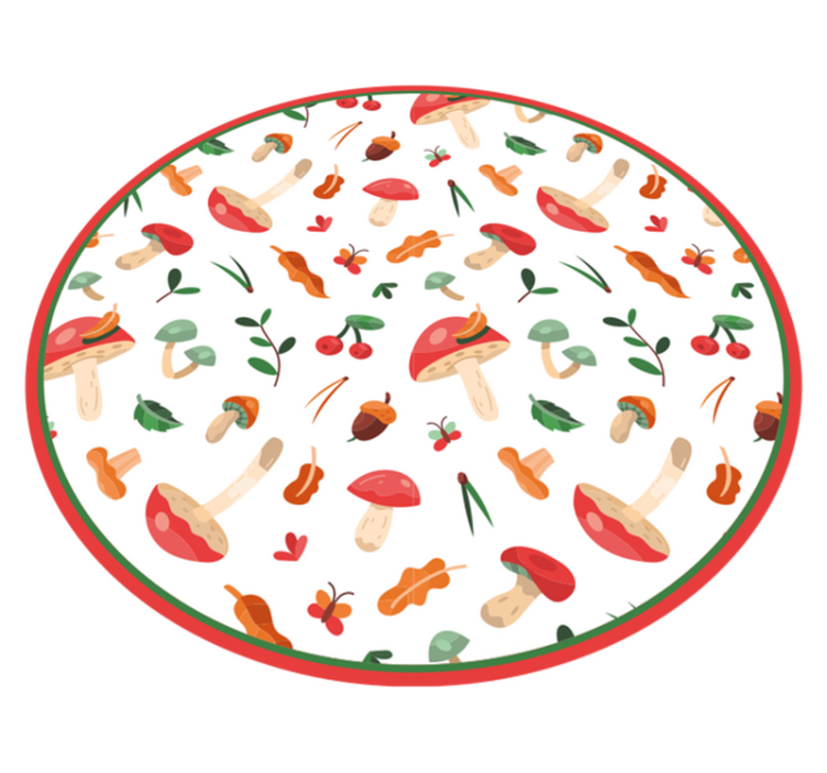 Mushroom floral motif flower vinyl rug - TenStickers