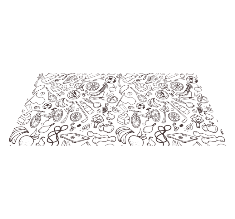 Fitness and sport symbol doodles modern rug - TenStickers