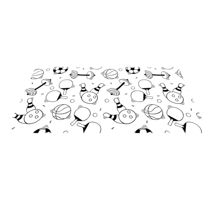 Pattern sports equipment doodle  teen vinyl rug - TenStickers