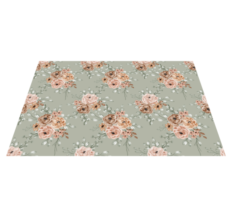 Vintage roses on mint green vinyl floral rug - TenStickers