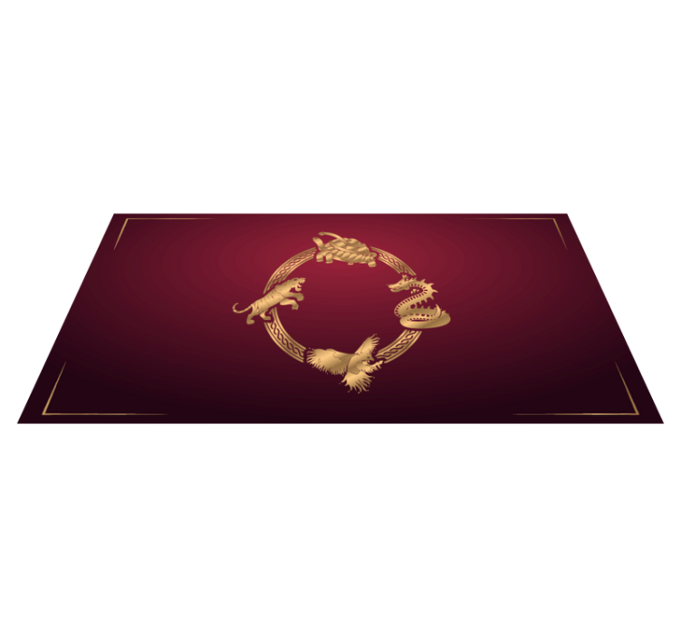 Golden zodiac circle ethnic vinyl rug - TenStickers