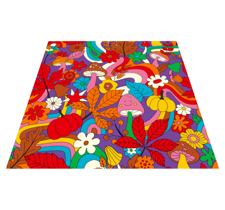 Flower power retro pattern floral rug - TenStickers