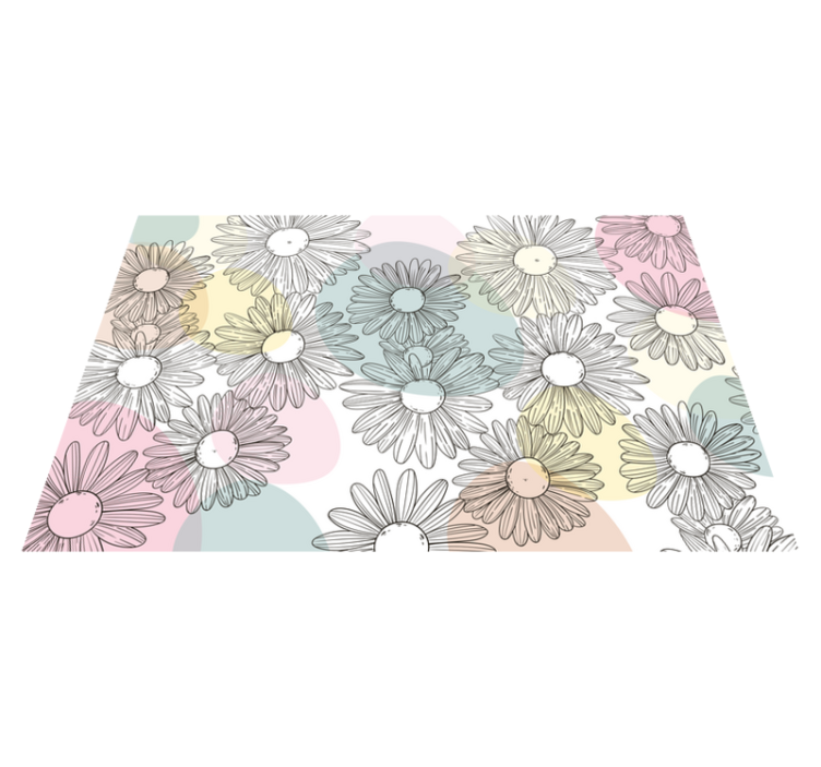 Aquarella daisy design flower vinyl rug - TenStickers