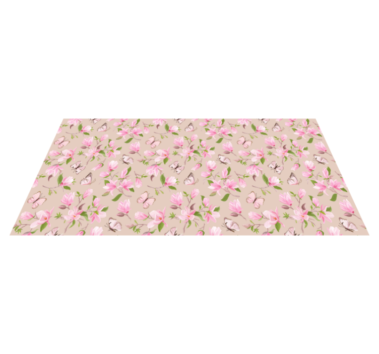 Blossoming Butterfly Theme flower vinyl rug - TenStickers