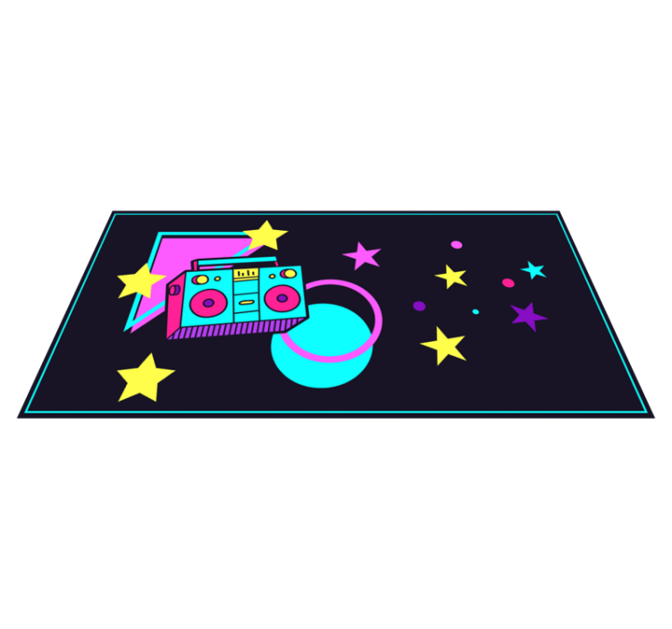 80s style colorful boombox vintage rug - TenStickers