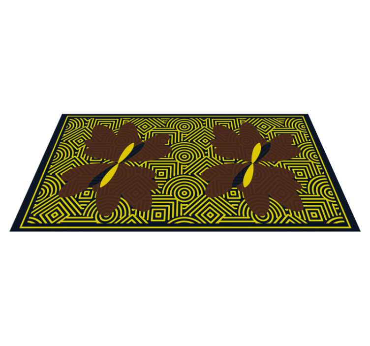 Geometric Floral Contrast geometric vinyl rug - TenStickers