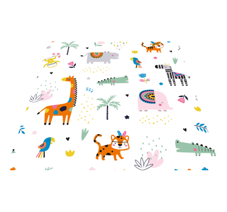 Cheerful Safari Theme nursery vinyl rug - TenStickers